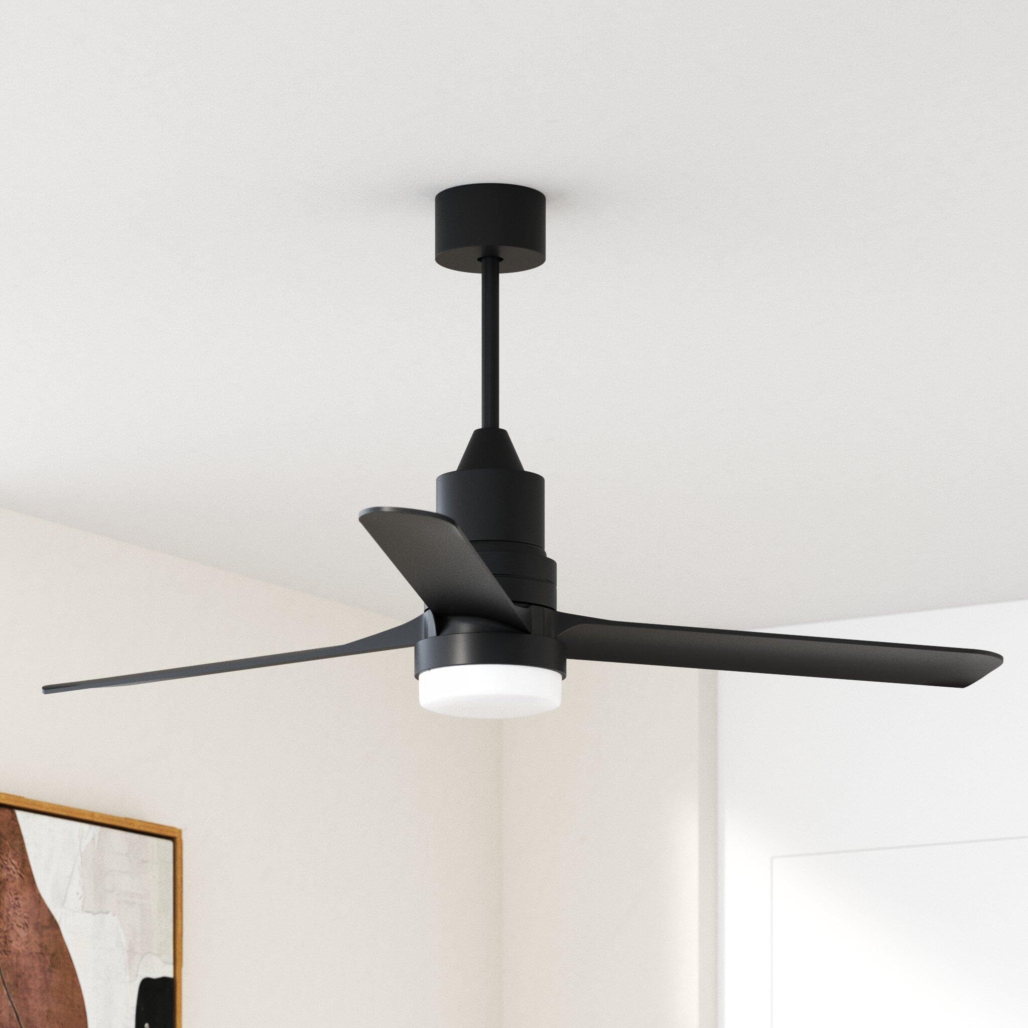 BECLOG Ceiling Fans with Lights and Remote, 52 Inch Ceiling Fan Outdoor Indoor Black Noiseless Reversible DC Motor for Patio Farmhouse Bedroom