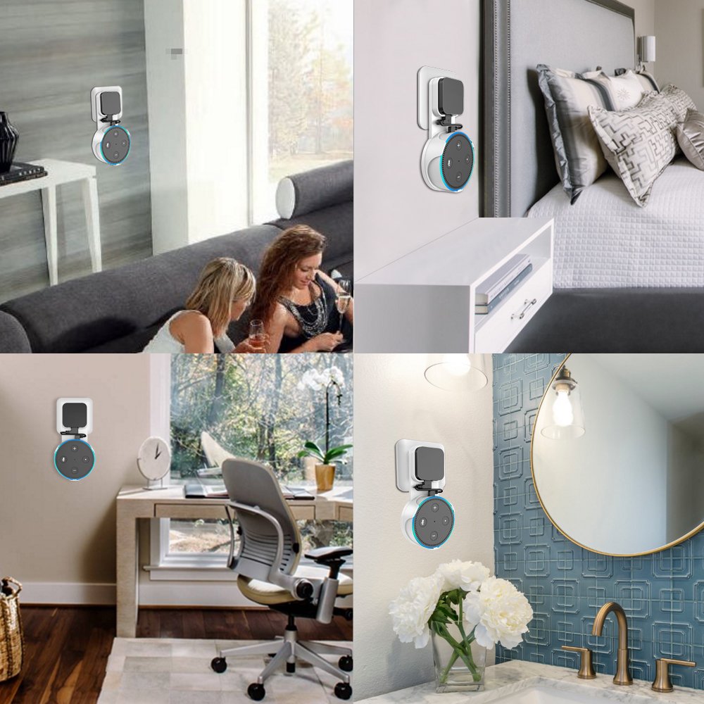 SPORTLINK Socket Wall Mount Hanger Stand for Dot 2nd Generation Without Mess Wires Or Screws, A Choice for Home Voice Assistant Plug in Kitchen Bathroom and Bedroom (White)