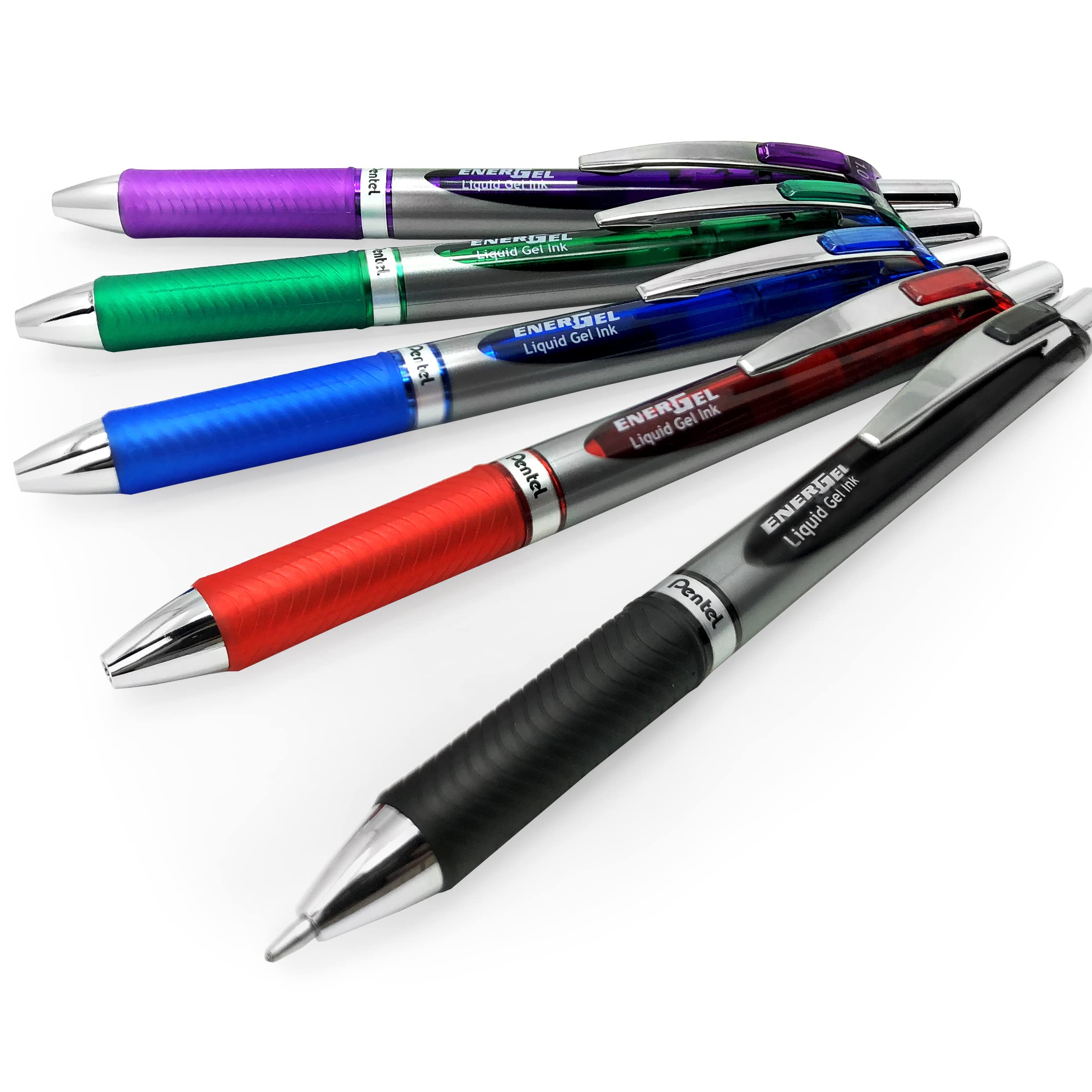 Pentel-Energel BL80 Retractable Liquid Gel Ink Rollerball Pen - 1.0mm - 1 of Each Colour - Pack of 5