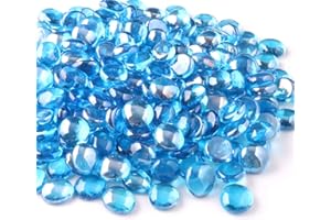 KIBOW 10-Pound Pack Fire Glass Beads Fire Glass Drops for Gas Fire Pit, 3/4 Inch-Pacific Blue