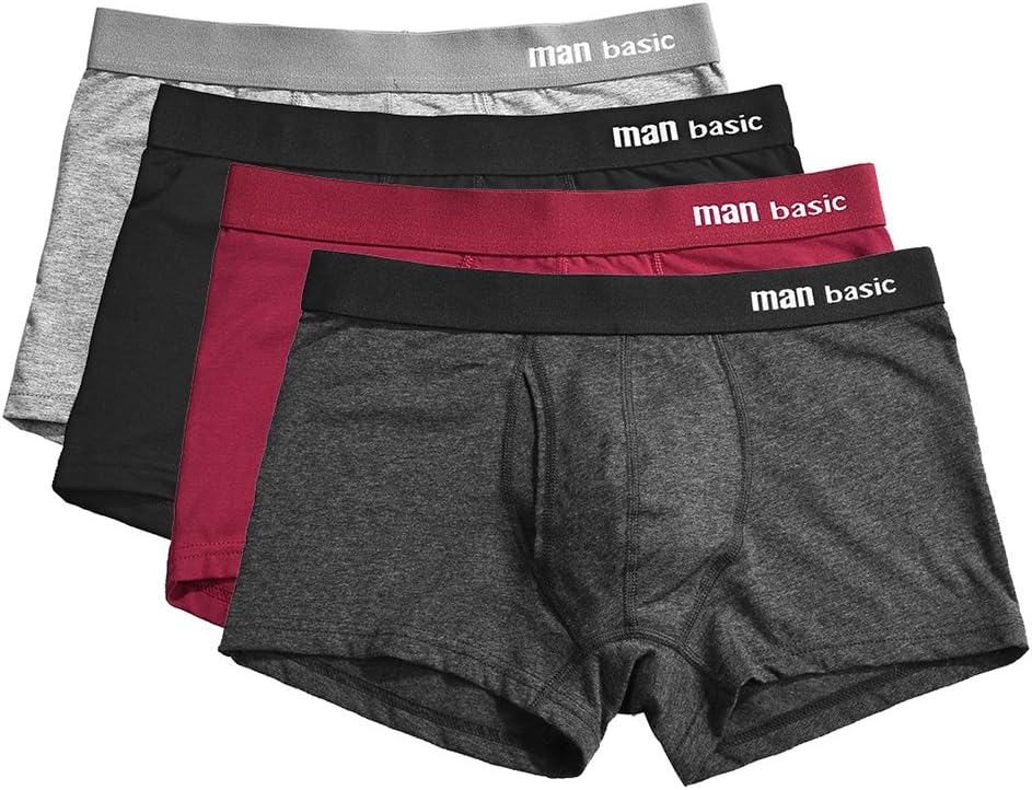 YVWTUC Man Basic 4-Pack Underwear Cotton Breathable Boxer Briefs