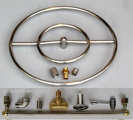 Amazon Com 18 Lp Stainless Steel Fire Pit Double Ring Gas