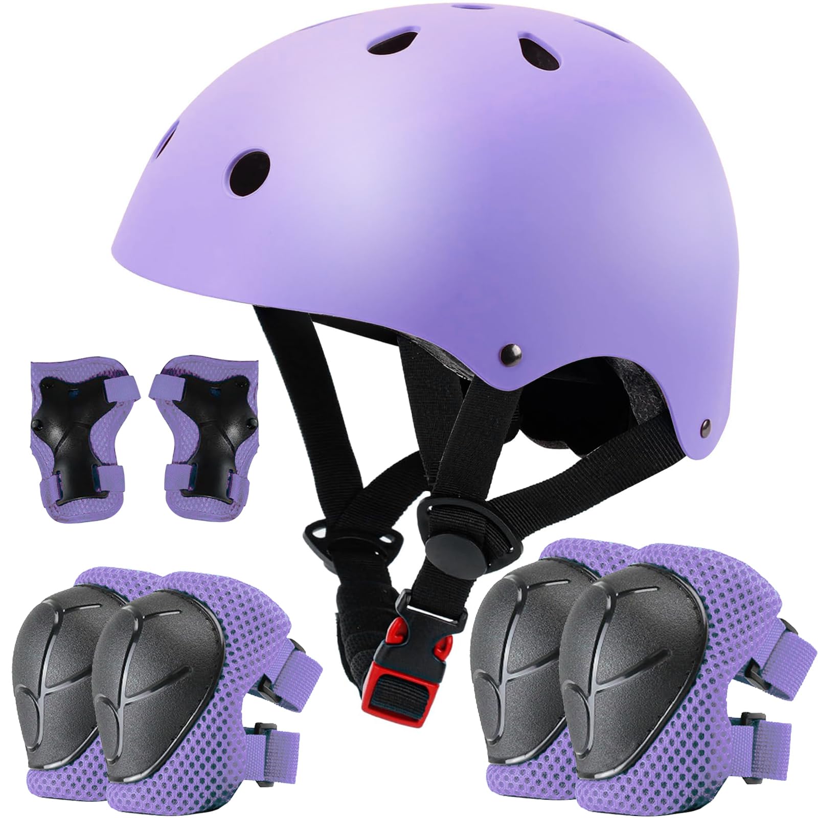 Photo 1 of Kids Helmet Set Skateboard Knee Pads, Adjustable Kids Bike Helmet Protective Gear Set for Girls Kids 3-14 Helmet Elbow Pads Wrist Guards for Sport Cycling Bike Roller Skating Scooter