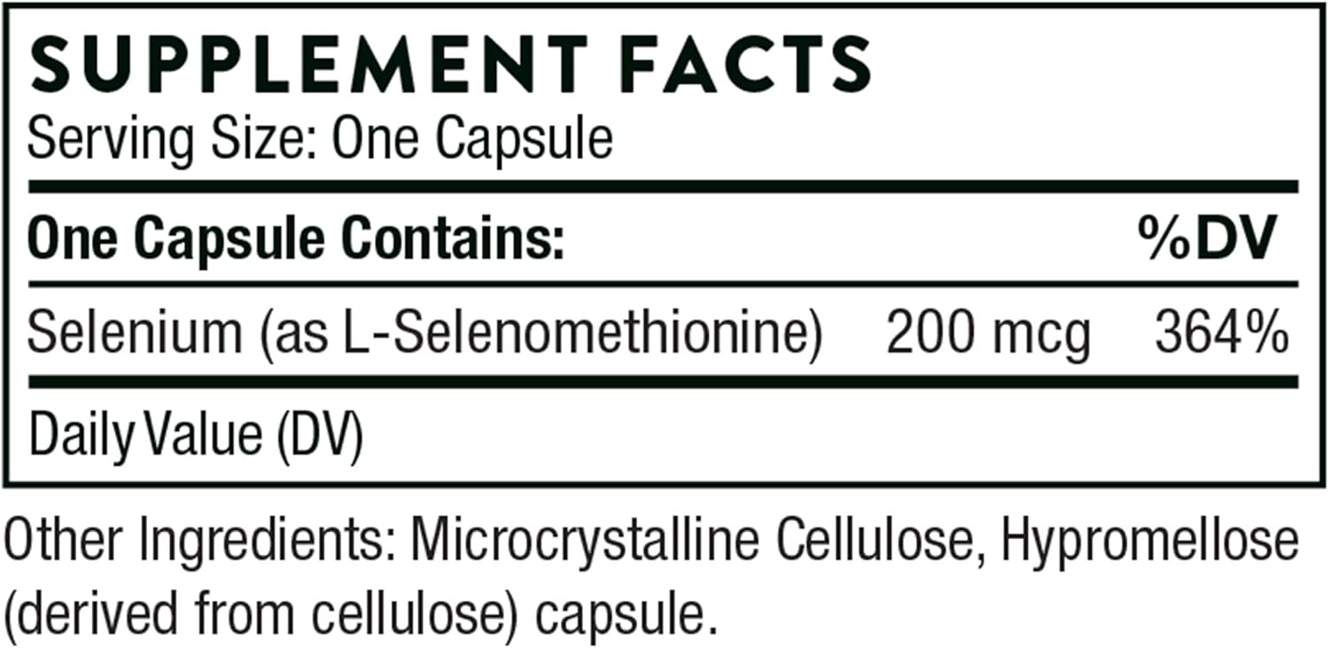 Thorne Research - Selenomethionine - 200 mcg Selenium Supplement for Antioxidant Support - 60 Capsules: Health & Personal Care