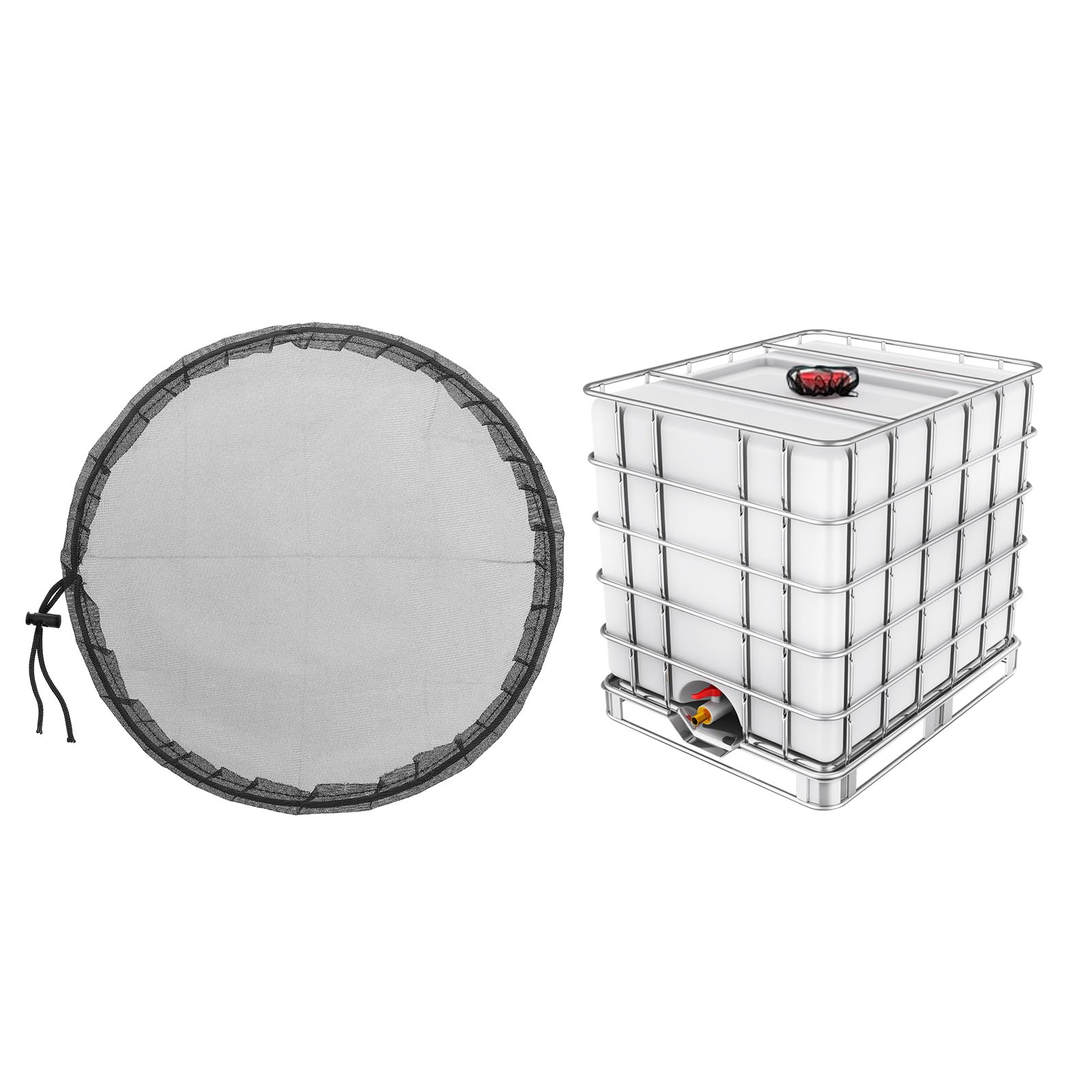 PATIKIL 13.7 Inch IBC Lid Filter Mesh Cover Polyester IBC Tote Cover for 275 Gallon Rainwater Tank, Black