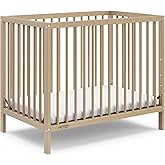Graco Teddi 4-in-1 Convertible Mini Crib with Bonus Mattress, Driftwood | GREENGUARD Gold Certified, 2.75-Inch Water Resistant Mattress Included, Small Spaces Crib, Easy 30-Minute Assembly
