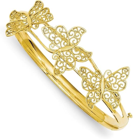 14k Gold Butterfly Bangle Bracelet Clothing