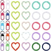 30Pcs Metal Spring O Rings Clasps Heart Keychain Clasp Set Swivel Clasp Snap Hooks Heart Shaped Lobster Clasps and Round 10 Colors for Purses Jewelry Making DIY Crafts Projects, Gifts, Keychains