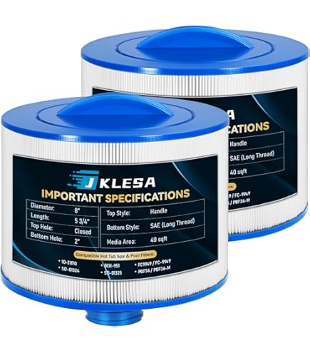 Cryspool 08002 Filter Mit 5,1 Cm SAE-Gewinde – 2 Stück, Kompatibel Mit Bullfrog Spa, PBF35, PBF50-F2S