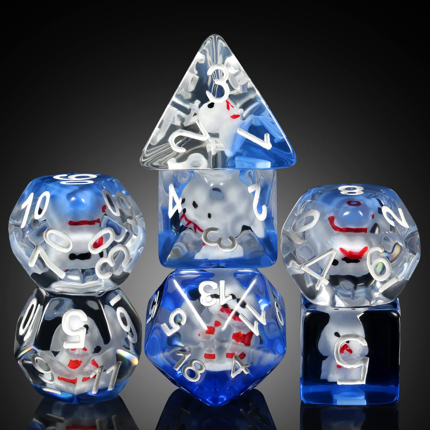 Cute Dog D&D Dice Set, DNDND Resin 7 Die with Velvet Bag for Dungeons and Dragons D&D Rolling Games and Tabletop Games （Dog) — image 1