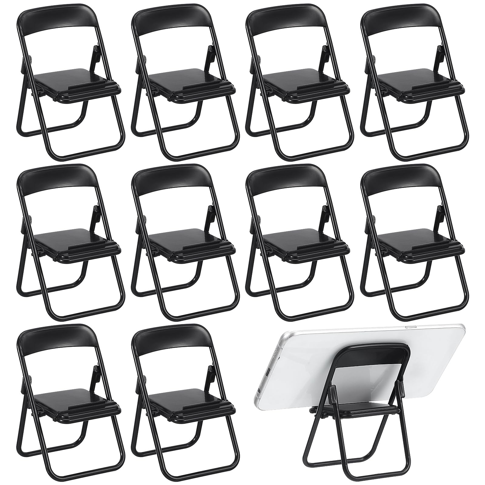 Photo 1 of 12pcs Mini Foldable Chairs Dollhouse Mini Stand Model Chair Desk Phone Stand for Dollhouse Decoration