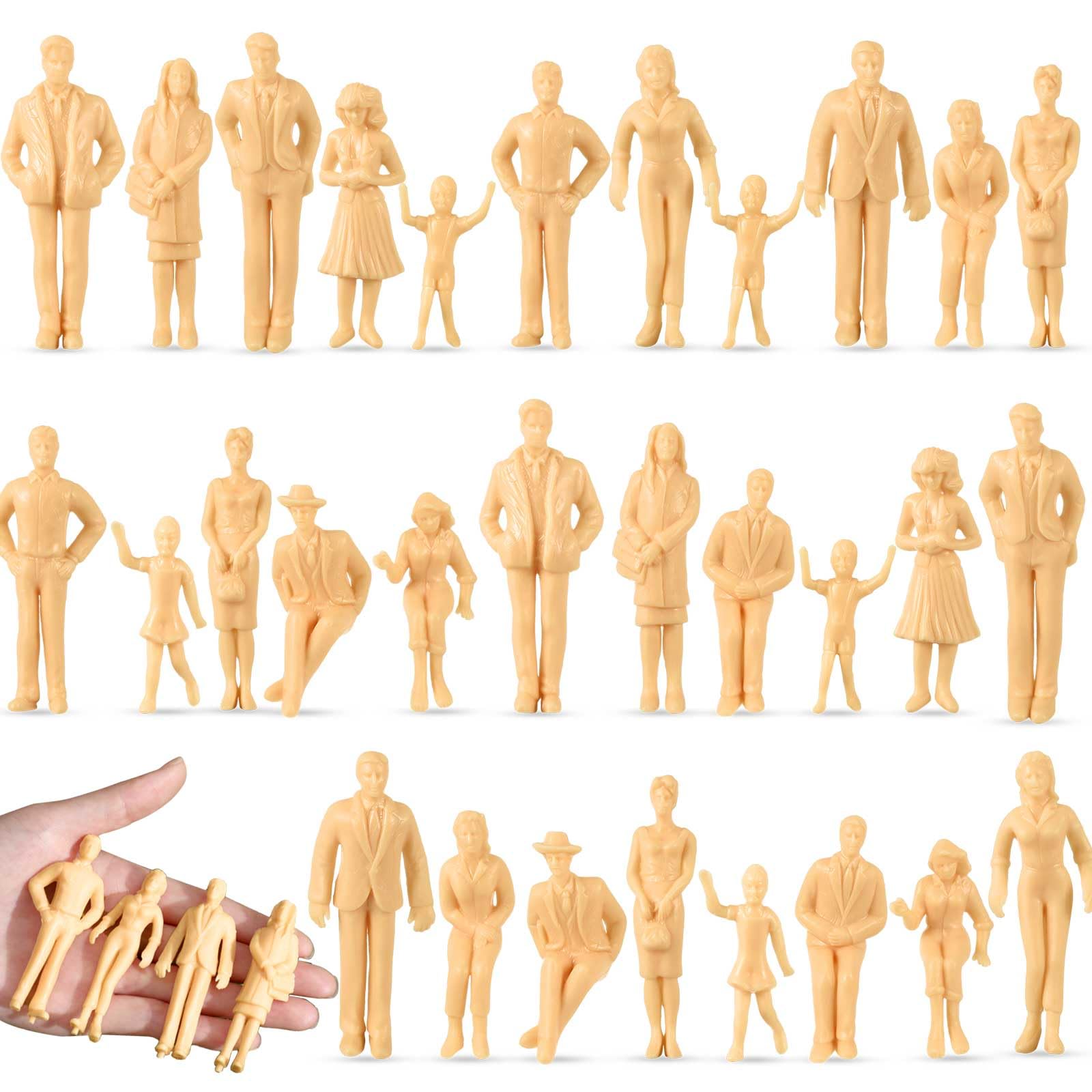 Namalu 30 Pcs Miniature People 1: 25 Scale 2.95 inch Unpainted Mini People Figures Model Trains Architectural Sitting and Standing Diorama Figures for Scale Model Train Miniature Scenes Decoration