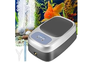 FineBud Pond Aeration Kit, All-in-One Pond Air Pump with 9 Speed Flow Control, Whisper Pond Aerator with Double Outlet Airline Tubing, Pond Aeration System with 2 Air Stones, Koi Pond Aerator for Pond