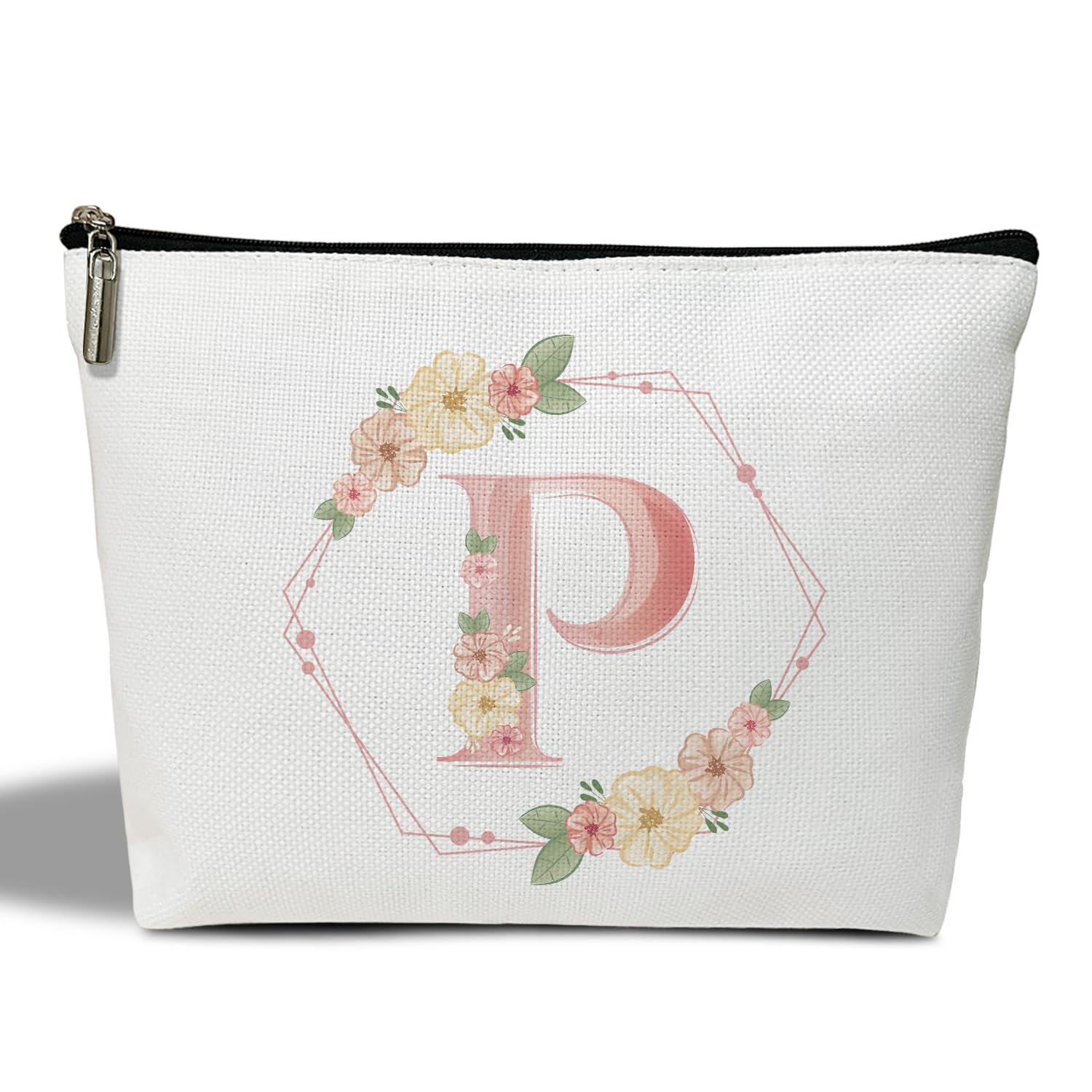 Photo 1 of "FLOWER GIRL" Makeup Bag for Women, Wedding Mother's Day Gift for Her Mom Bride Bridesmaid Sister Friend, Floral Cosmetic Organizer Toiletry Zipper Pouch, Monogram Storage Travel Stuff Bag 