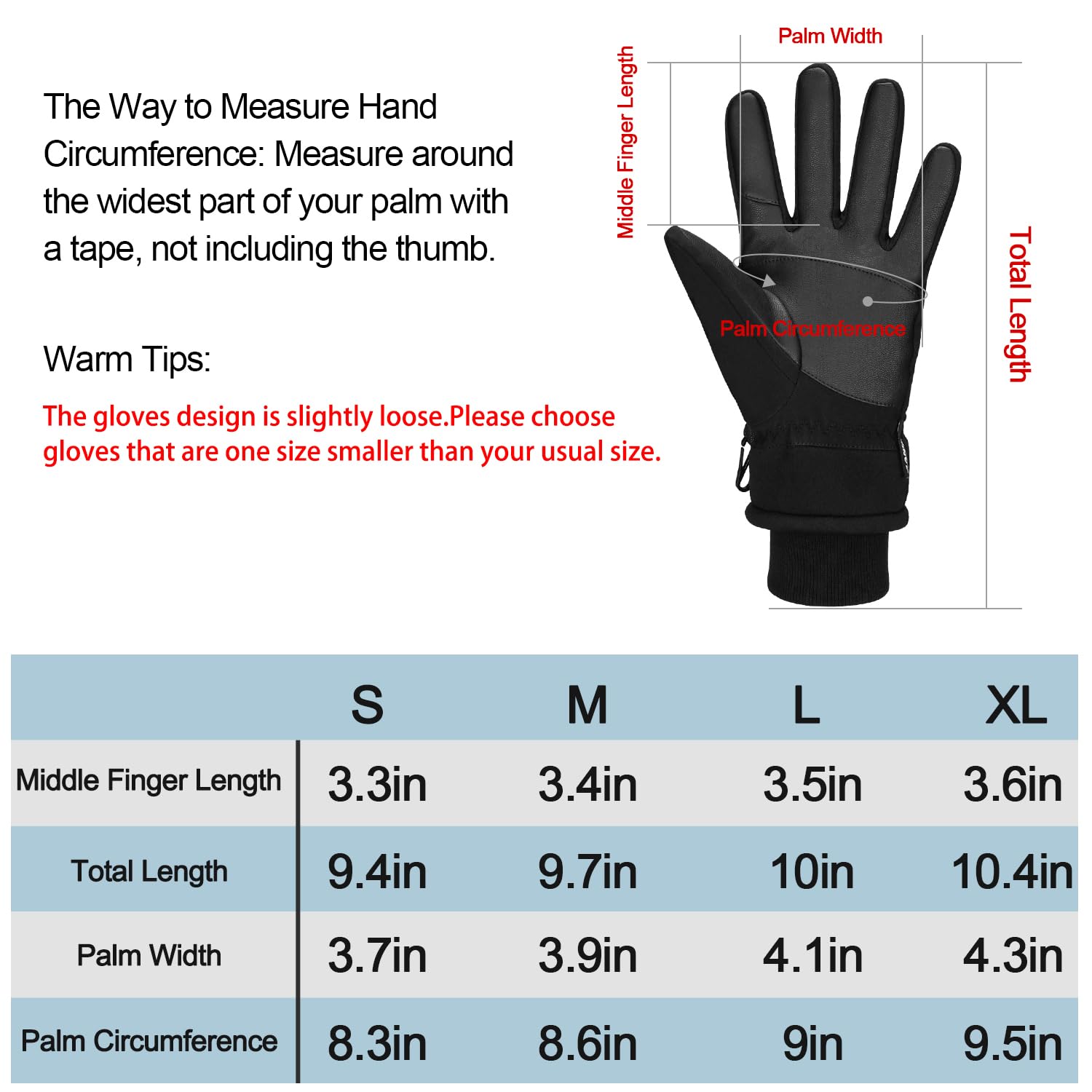 TOLEMI Winter Gloves, -20℉ Waterproof Ski Gloves 3M Thermal Gloves Touchscreen Gloves Snowboarding Insulated Gloves for Cycling Running Climbing Hiking Outdoor Sports(Black, M)
