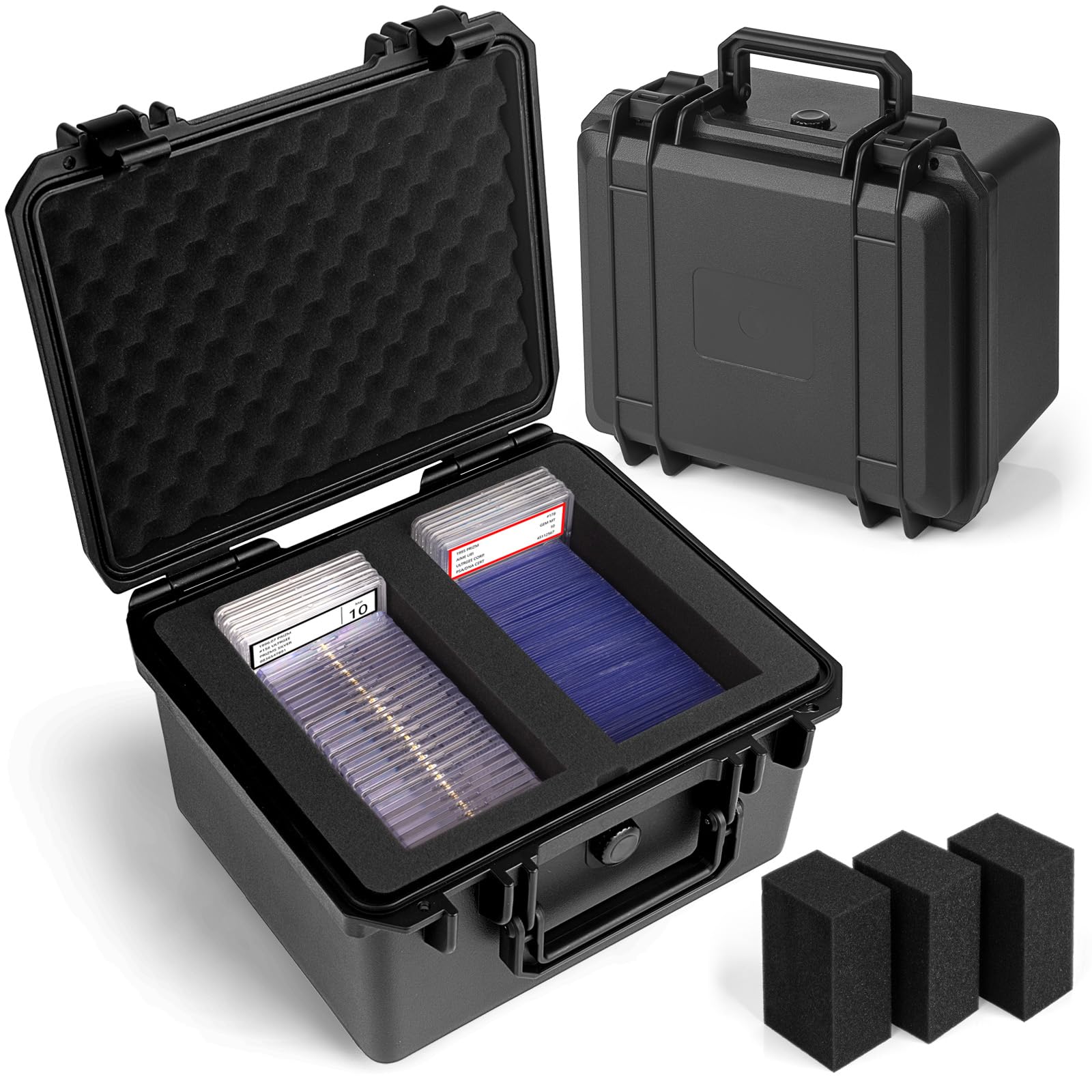 Photo 1 of Bheddi Graded Card Storage Box - Sports Trading Card Slab Case Compatible with PSA CSG SGC Magnetic Card Holder & Top Loaders, Waterproof Boxes - 2 Custom Graded Cards Case Compartments