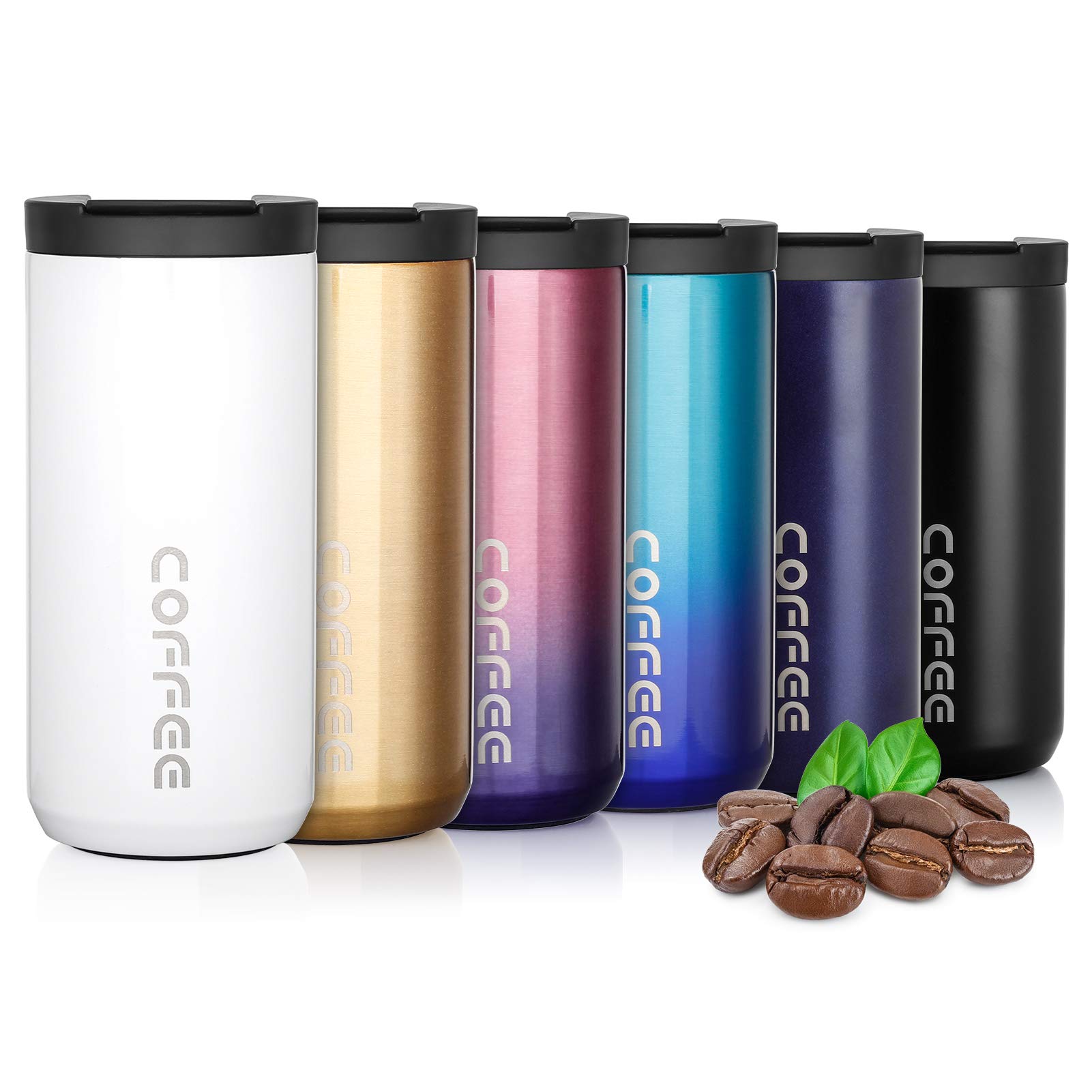 Lalafancy Insulated Coffee Cup 350ml/500ml Vacuum Double Walled Travel Mug Stainless Steel with Leakproof Lid, Car Coffee Mug for Hot and Cold Water and Tea