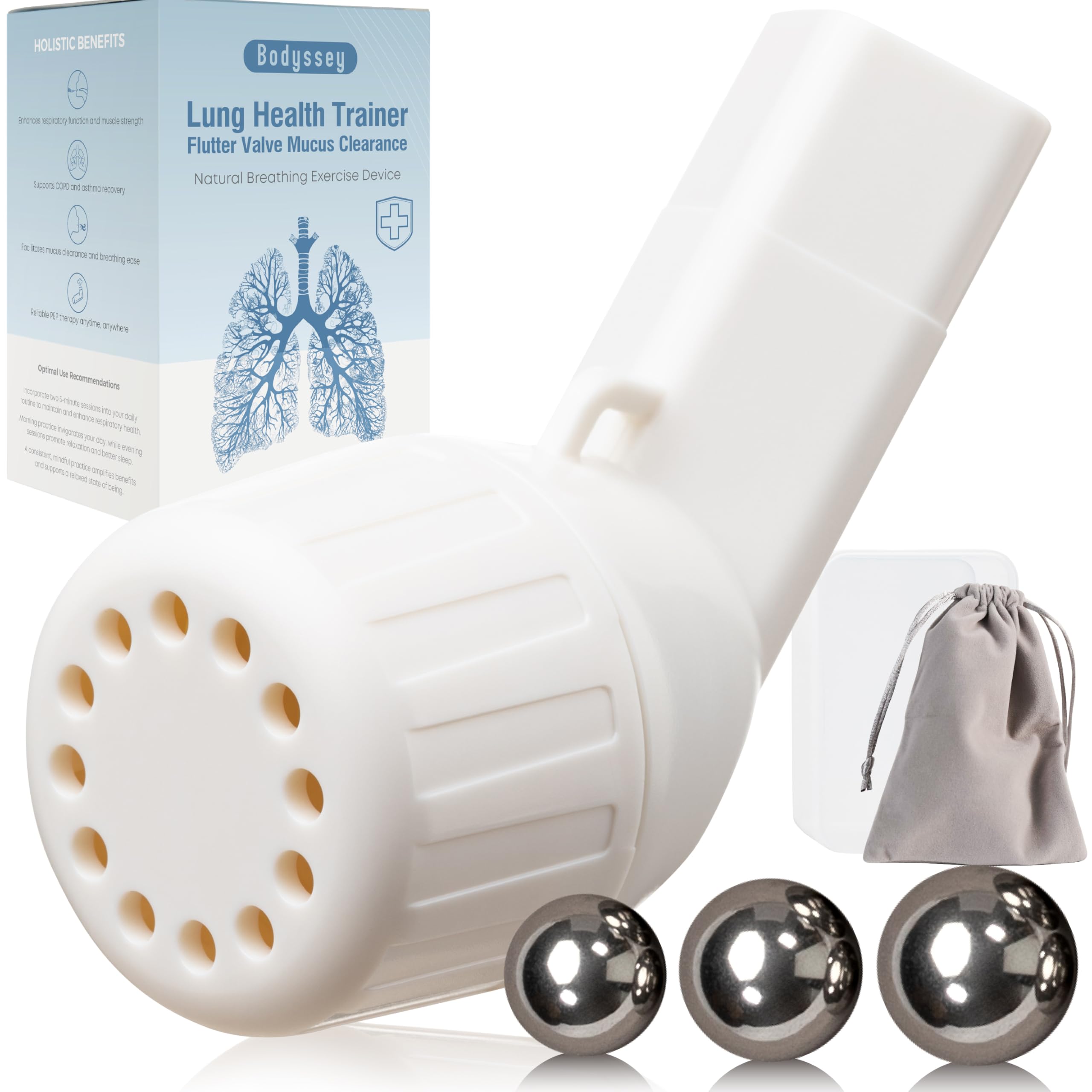 Bodyssey Breathing Trainer - Adjustable Airflow Resistance, Non-Measuring Respiratory Exercise Device, Includes Dual Functionality for General Respiratory Support