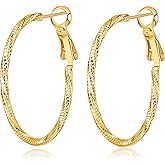 DAILY VIBES Thin Big Gold Hoop Earrings for Women Dainty 925 Sterling Silver Post Loop 14k Gold Plated Diamond-Cut Twisted Large Hypoallergenic Hoop Earrings for Women