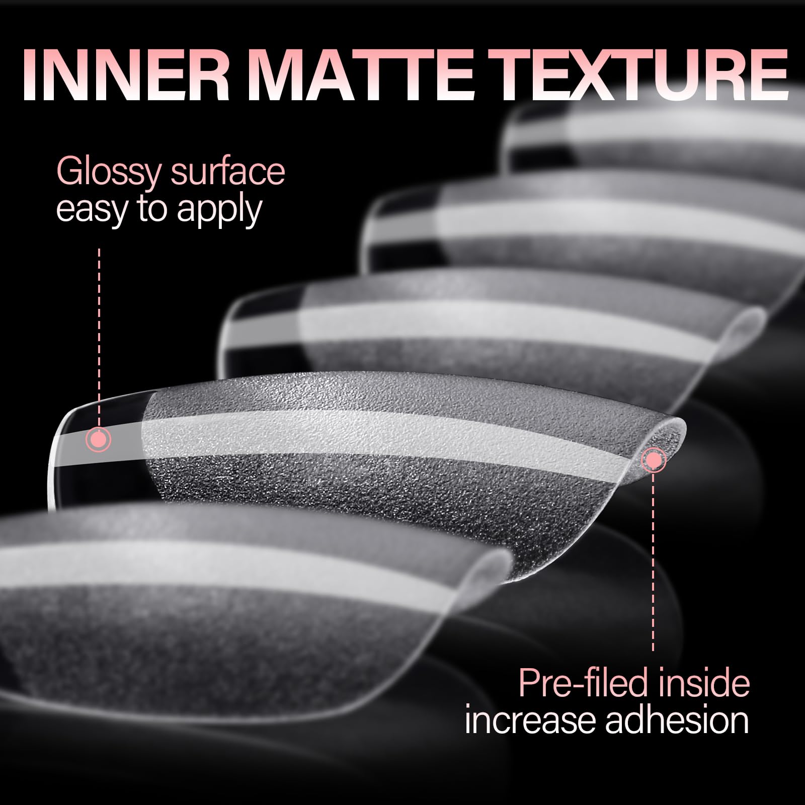 AILLSA Short Coffin Nail Tips Clear Gelly Nails Tip Half Matte Full Cover Tips Acrylic Pre-Filed Press on Fake Nail Tips for Nail Extension Home DIY Manicure 216PCS 12Sizes - Image 4