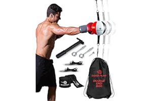 Boxerpoint Bag for Boxing - Premium Punching Bags - Durable PU Leather & Adjustable Cords Double Ended Punching Bag, Speed Bags for Adults & Kids, Boxing Equipment