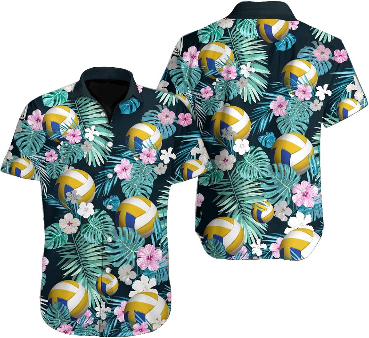 "NA" Volleyball Flower Hawaiian Shirt Amazon.co.uk Clothing