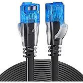 Ercielook Cat 6 Ethernet Cable 100 ft High Speed, Black Flat Internet Network Cable with Rj45 Connectors, Faster Than Cat5e C