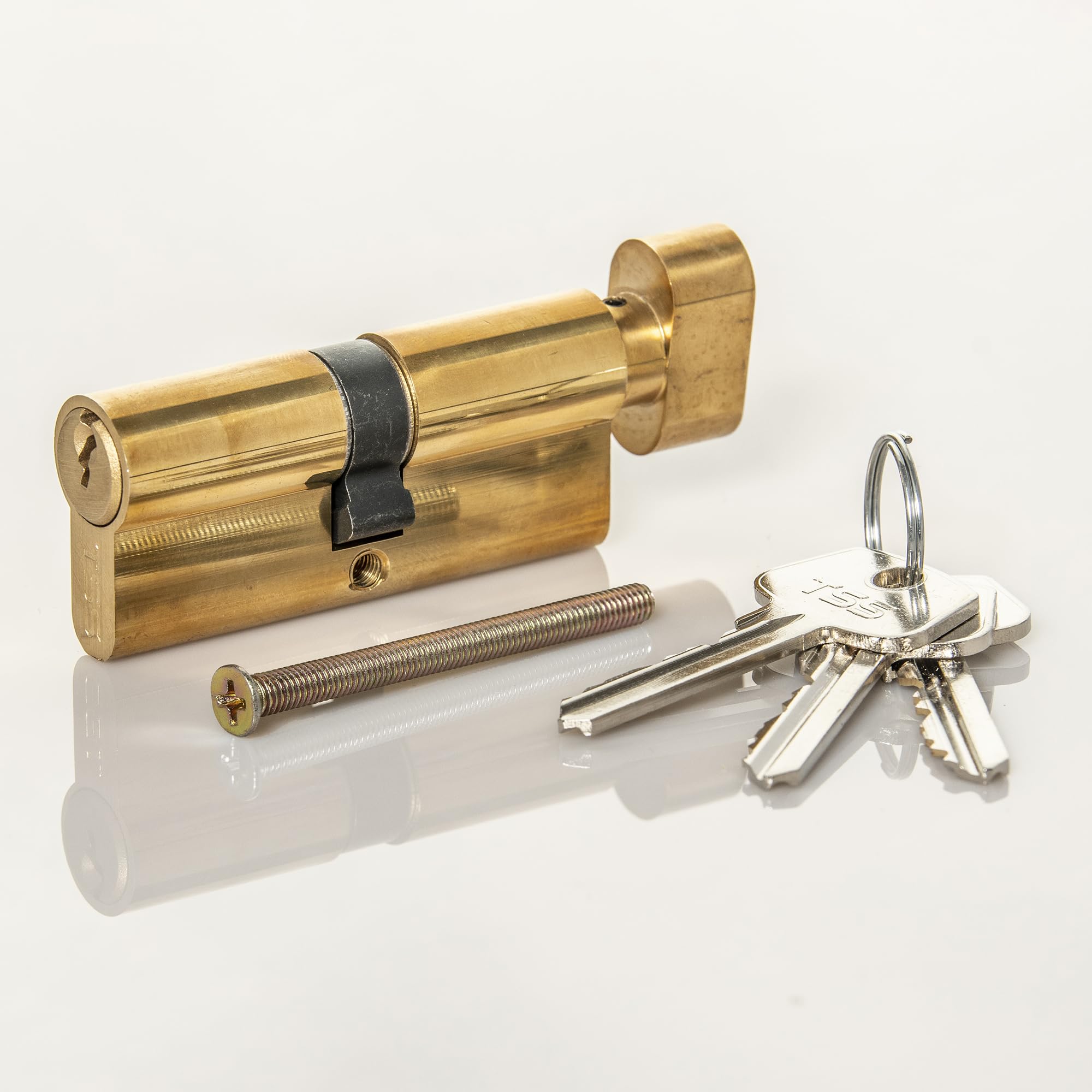 TSS Brass Thumb Turn Euro Cylinder Lock, Euro Door Barrel Lock with Anti-Drill & Anti-Pick Protection. Suitable for All Door Types. Euro Cylinder Locks (30mm Turn Side x 32mm External)