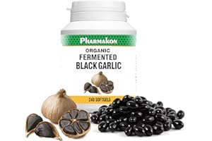 PHARMAKON Organic Aged Black Garlic, Potent Soft Capsules, Wholesome, Reduced Odor (240 Count)