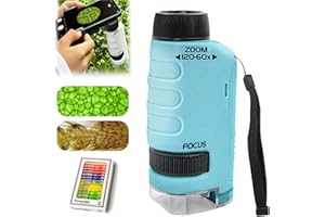 XIBHDN Miniscope Kids, The Original Miniscope for Kids, Pocket Microscope, Your Little Scientist Microscope, Portable Mini Scope 60x-120x for Scientific Experiment (1pcs-Blue)