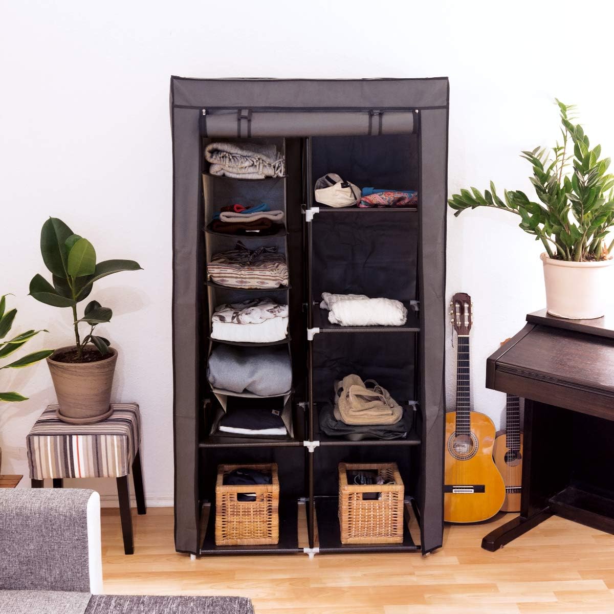 30x30x126cm Hängeaufbewahrung in Braun Navaris Stoffregal