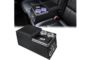 QBselecar Universal Center Console Organizer with Inductive Wireless Charging Phone Holder, Fast Charging, Cup Holder, Truck,