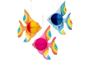 90shine 12PCS Tropical Fish Party Decorations Supplies- Under-The-sea/Mermaid/Luau/Hawaiian/Kids Birthday Table Centerpiece