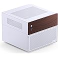 JONSBO N4 White NAS Pc Case, Walnut Wood, 8-Drive Bay/6 * 3.5 "HDD (4 hot-swap,2 Non hot-swap), 2 * 2.5SSD,Micro ATX Chassis USB3.2Gen2Type-C, 1x120mm Fan Built-in, White