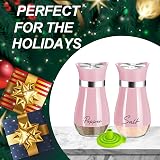 UDQYQ Salt and Pepper Shaker Set Glass 4 oz Pink with Funnel view 9