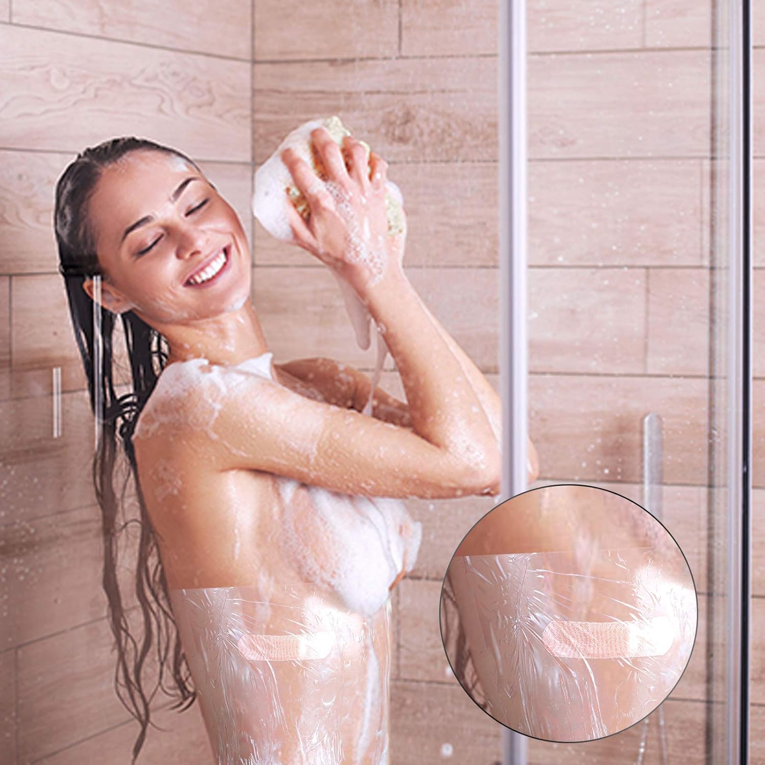 Waterproof Bandages Transparent Stretch Adhesive Bandage Covers for Shower Swimming Protector Disposable Clear Film Dressing Tape 9 x 9 Inch (32): Health & Personal Care