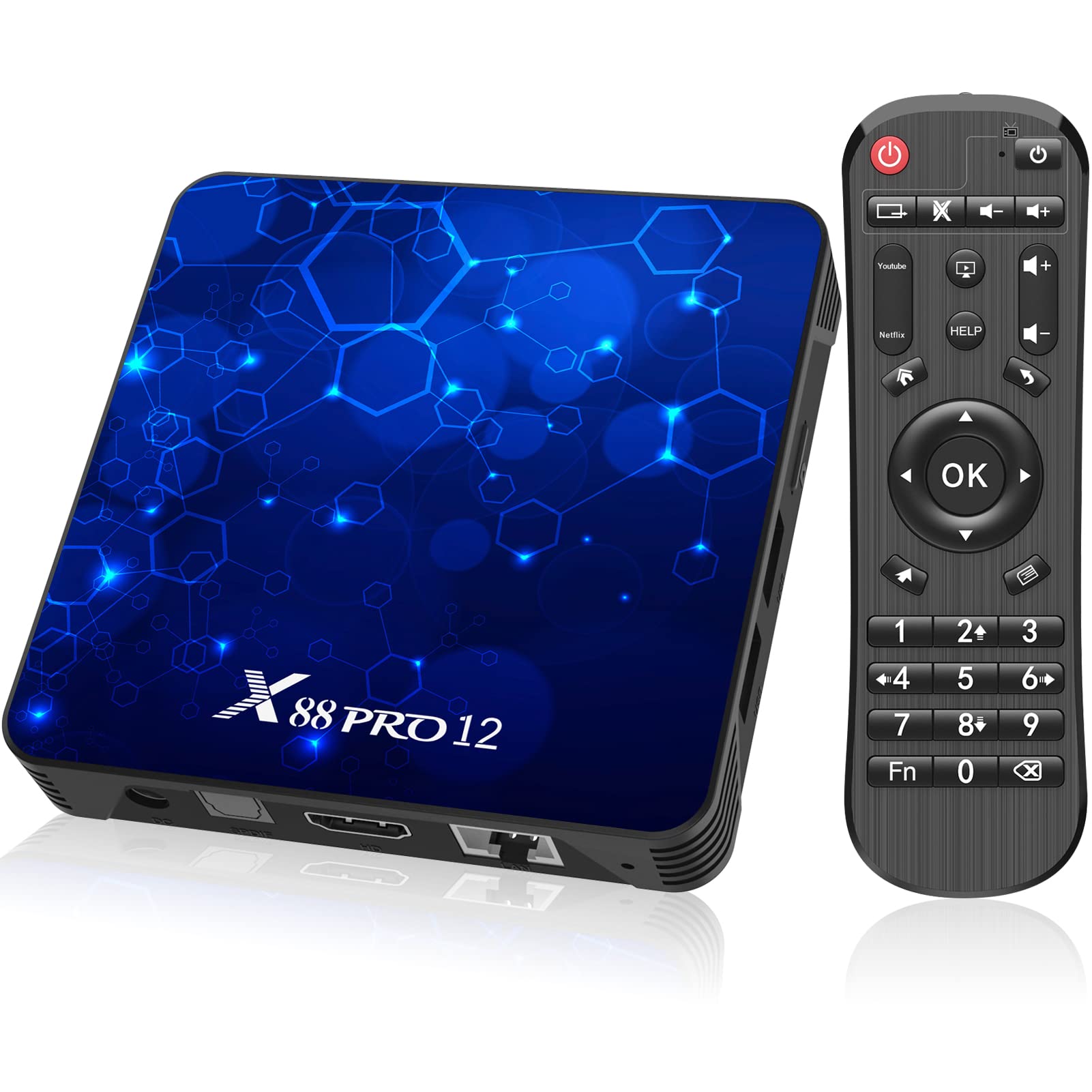 Android 12.0 TV Box, X88 PRO 12 Android TV Box 4GB RAM 32GB ROM RK3318 Quad-Core 64bit Support 4K 3D HD H.265 Ethernet 2.4G/5G Dual-Band WiFi BT5.0 Smart TV Box