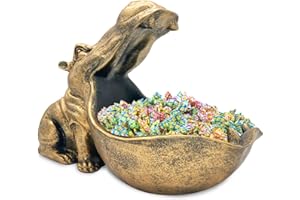 aboxoo Hippo Statue Home Resin Hippopotamus Figurine Sculpture Table Art Decoration Sundries Key Container Storage Box (Gold)