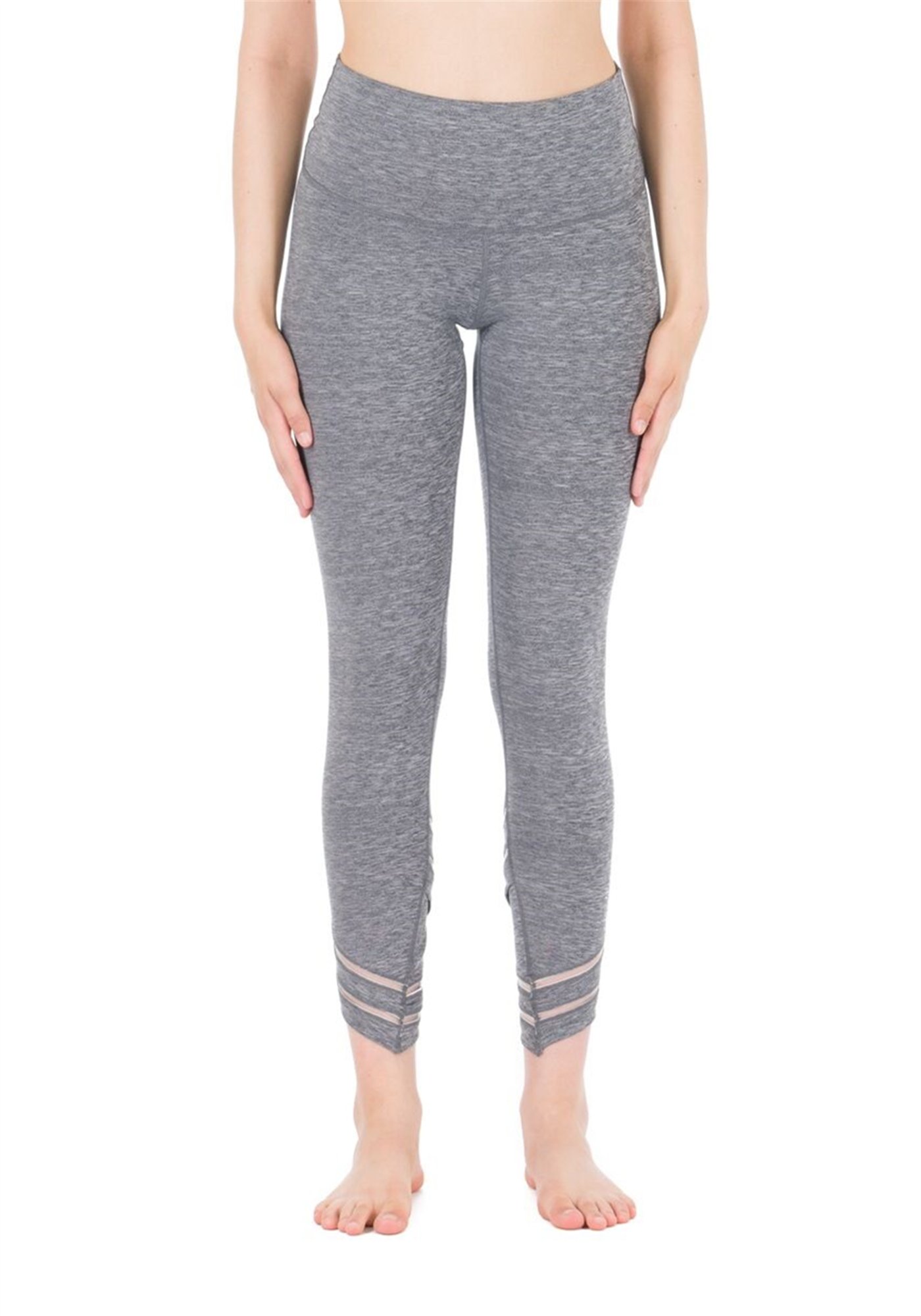 icyzone Womens Capri Workout Pants Yoga Pants Active Running Leggings (S, Gray Melange)