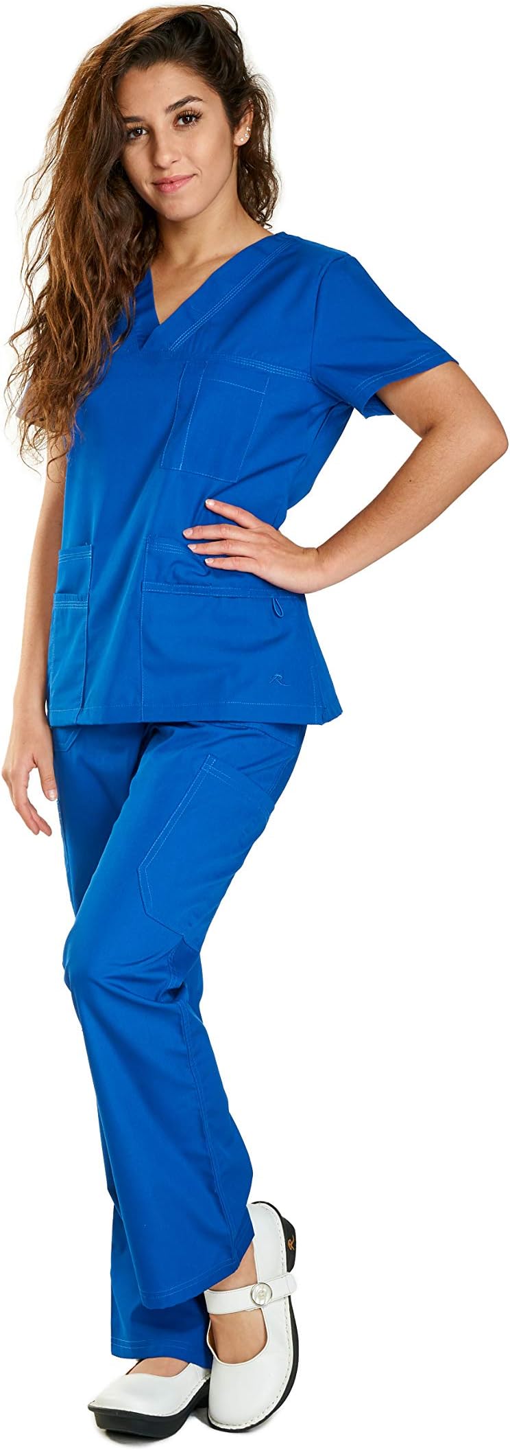 1606 V-Neck W/Crossover Front Yoke TOP and Cargo Pants Set