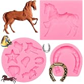 Horse Chocolate Mold, Horseshoe Silicone Mold, Western Cowboy Boot Saddle Fondant Baking for Cake Decoration Cupcake Topper Candy Sugar Craft Gum Paste Clay Resin