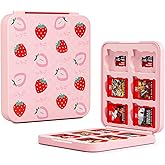 GLDRAM Strawberry Game Case for Nintendo Switch, Pink Game Holder for 12 Switch Cards & 12 Micro SD Cards, Cute Switch Card Storage, Portable Game Accessories for Switch 2/NS/OLED/Lite