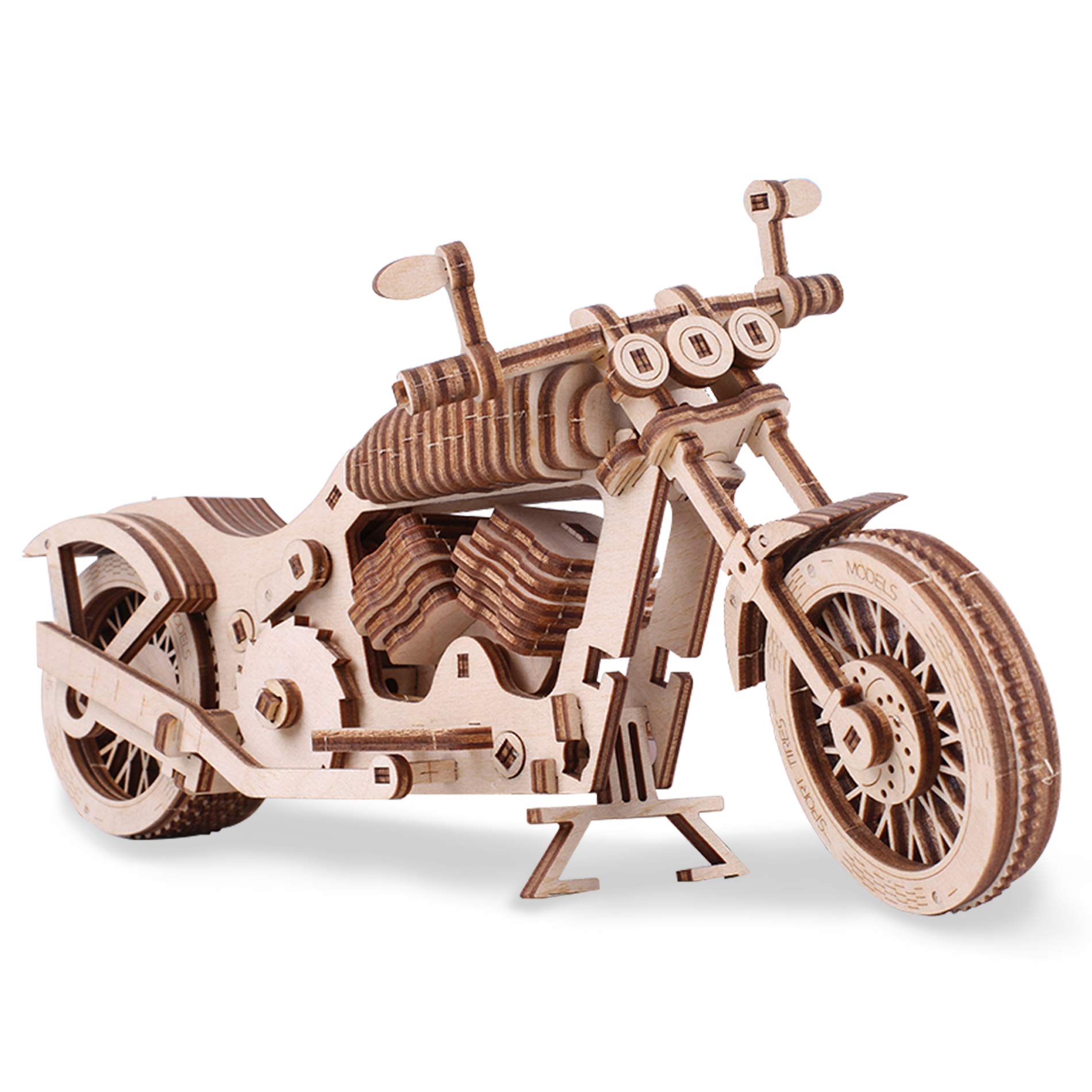 GuDoQi Mechanical Motorbike Model Kit, DIY 3D Wooden Puzzle for Adults, Hobbies Gifts