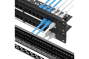 CableGeeker Cat6 Patch Panel 48 Port with Inline Keystone, 10G Ethernet Support, 2U Network Patch Panel UTP 19-Inch with Removable Back Bar, Compatible with Cat6, Cat5e, Cat5 Rackmount Cabling