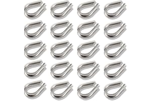 LEONTOOL 20pcs M6 304 Stainless Steel Thimble 1/4 Inches Diameter Wire Rope Cable Thimbles Rigging 6mm Thimbles Rigging Heavy