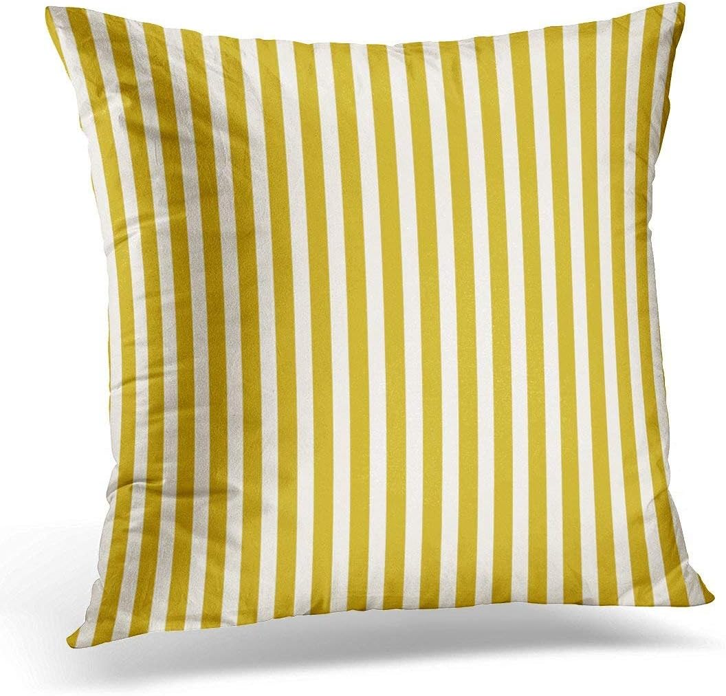 kOougjid Throw Pillow Cover Stripe Classic Thin Mustard Yellow and Cream Color Decorative Home