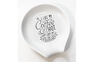 LRUIOMVE I Like My Coffee Hot Ceramic Spoon Holder and Spoon Set - Funny Black and White Coffee Quote - Coffee Station Decor and Bar Accessory Perfect Gift for Coffee Lovers