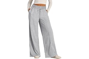 LPIGOH 2024 Causal Women's Wide Leg Yoga Pants High Waisted Drawstring Elastic Loose Sweatpants Joggers Pant with Pockets