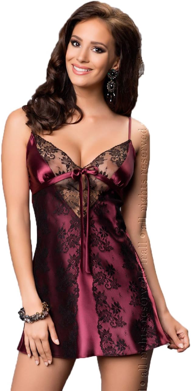 Sexy Plum Purple BlackLace Sleepwear Nightdress Chemise Slip Valentines 8 10 12 14 16 18 UK
