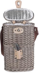 Red Hamper Insulated Bottle Carrier 2 Bottle Willow Cooler with Strap view 6